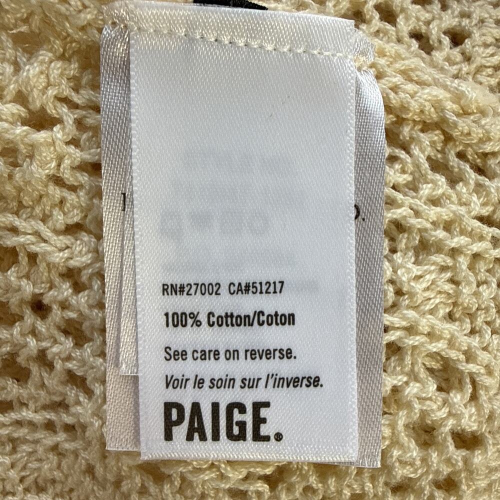 Paige Womens Kassandra Sweater Size S Crochet Neutral Ecru Cotton Ruffle Scallop - Picture 8 of 9